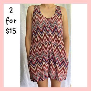 Boho Sleeveless Rayon Romper w/ Big Pockets!